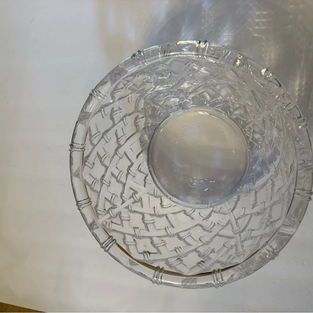 TIFFANY & CO. BOWL CRYSTAL 9” BAMBOO LATTICE SIGNED DISCONTINUED VINTAGE
